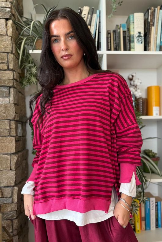 Sunday Morning Chill Sweatshirt Aubergine & Carmine